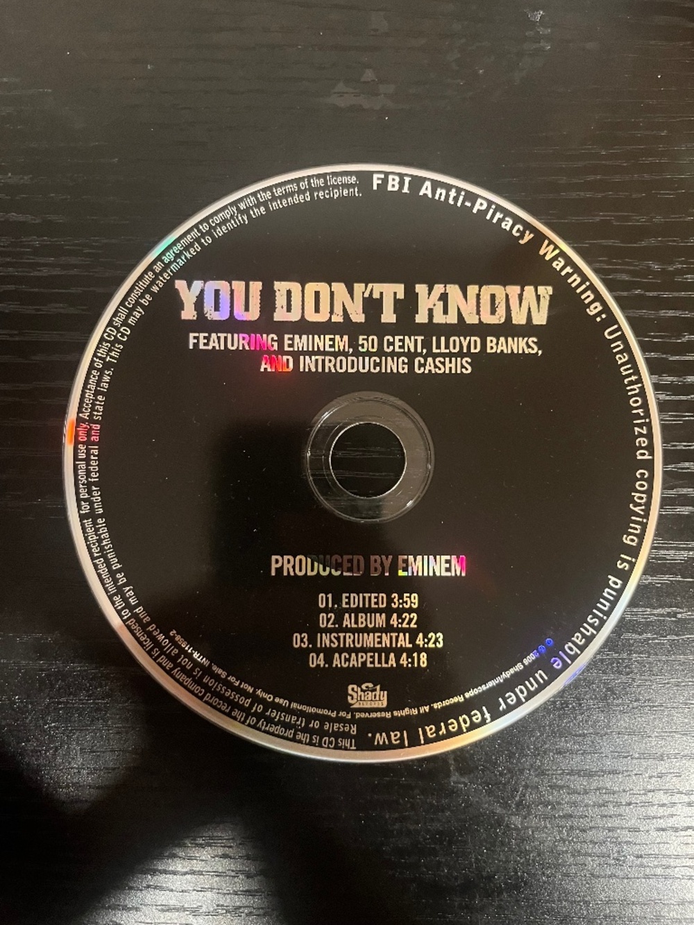 Eminem Ft 50 Cent, Lloyd Banks & Cashis: You Don't Know 4-Track PROMO Disc Only